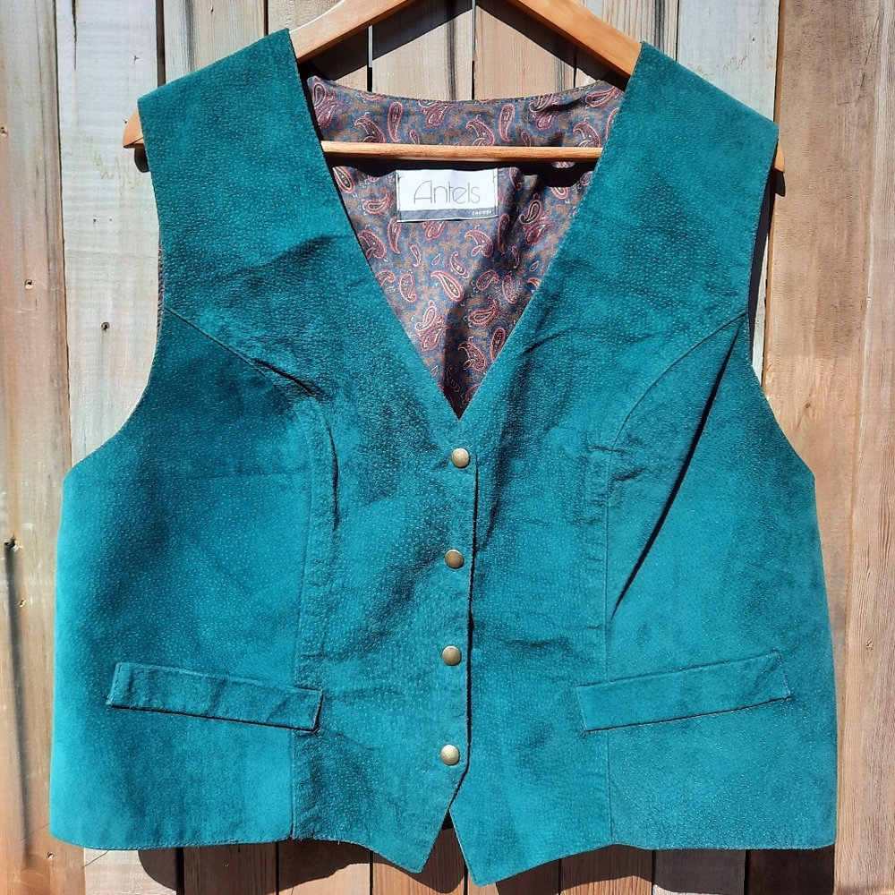 Vintage Green Suede Leather Vest